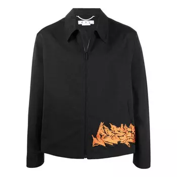 Куртка men's embroidered pattern zipper black jacket Off-White, черный