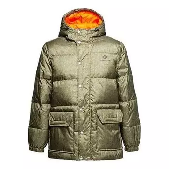 Куртка mid-length printed down puffer jacket 'metallic green' Converse, зеленый
