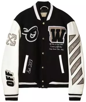 Куртка Off-White Varsity Jacket 'Black/Black', черный