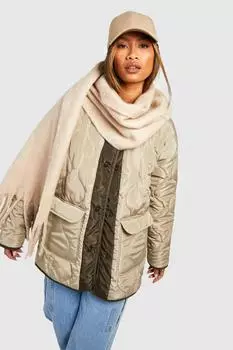 Куртка оверсайз с стёгной деталями Boohoo, хаки