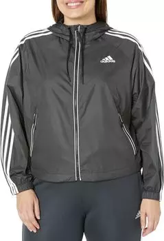 Куртка Plus Size BSC 3-Stripes Wind Jacket adidas, цвет Black/Black/White