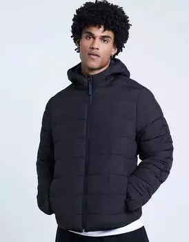 Куртка прямого кроя с капюшоном черного цвета River Island