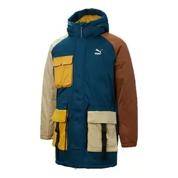 Куртка retro block down jacket 'blue yellow brown' Puma, синий