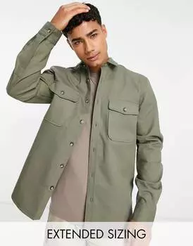 Куртка-рубашка цвета хаки ASOS DESIGN