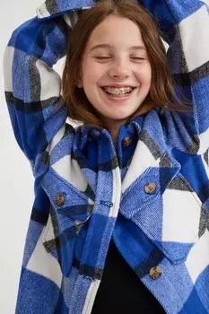 Куртка-рубашка H&M White Plaid, зеленый/черный/белый