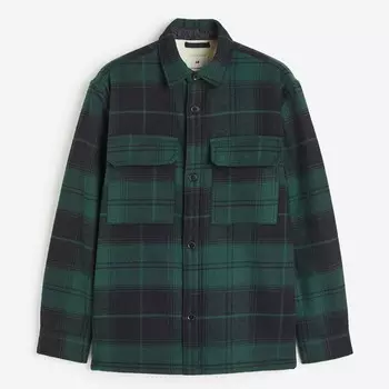 Куртка-рубашка H&M Regular Fit Teddy-lined, зеленый