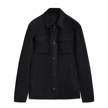 Куртка-рубашка Massimo Dutti Party Suede With Buttons, темно-синий
