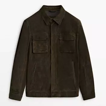 Куртка-рубашка Massimo Dutti Suede, хаки