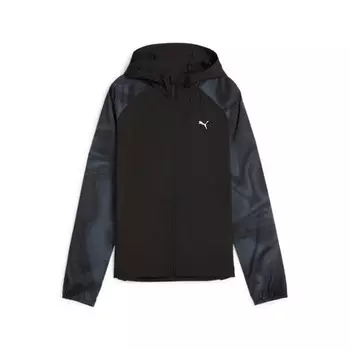 Куртка run favorite aop woven jacket 'black grey white' Puma, черный