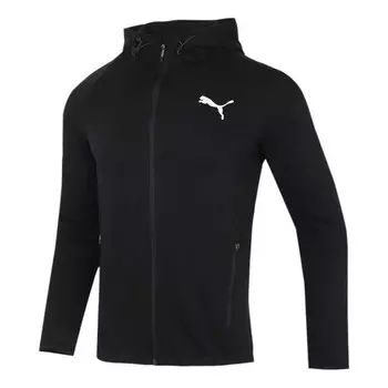 Куртка running sports training knit hooded logo jacket black Puma, черный