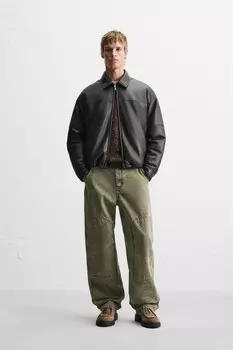Куртка с эффектом кожи ZARA, черный