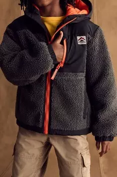 Куртка с капюшоном на молнии Borg Superdry, черный