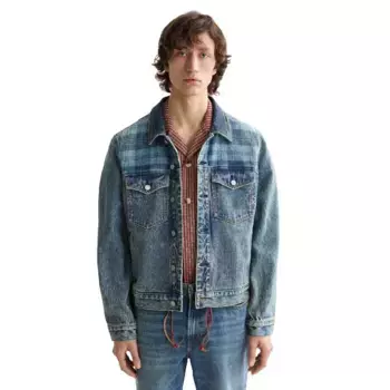 Куртка Scotch & Soda Contrast Check Panelling denim, синий