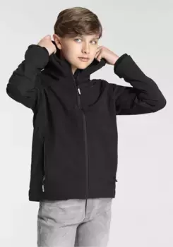 Куртка софтшелл CMP "KID SOFTSHELL JACKET FIX HOOD", с капюшоном, дышащая, теплоизолирующая и водоотталкивающая, цвет Nero