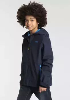 Куртка софтшелл CMP "KID SOFTSHELL JACKET FIX HOOD", с капюшоном, дышащая, теплоизолирующая и водоотталкивающая, цвет B.Blue-River