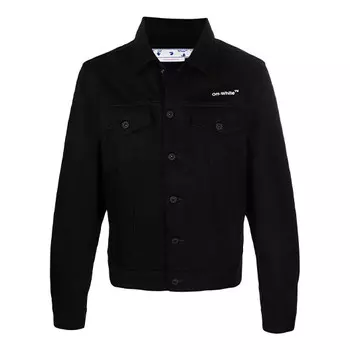 Куртка ss22 chest logo printing denim jacket black Off-White, черный