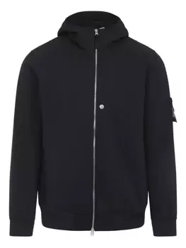 Куртка Stone Island с капюшоном и застежкой-молнией спереди, с аппликацией в виде компаса, черный