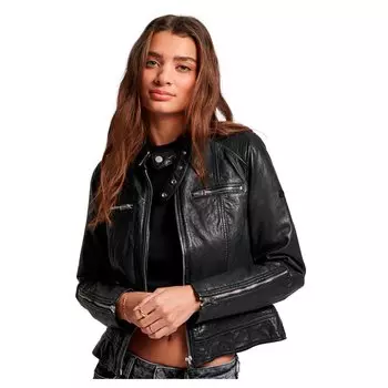 Куртка Superdry Fitted Racer Leather, черный