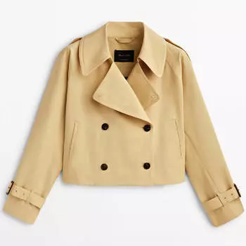 Куртка-тренч Massimo Dutti Short Cotton Trench Jacket, желтый