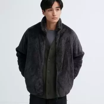 Толстовка Uniqlo Unisex Fluffy Fleece, темно-серый