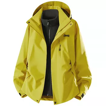 Куртка унисекс из коллекции Leisure Jeep, Warm White/Black (90 Fill Power White Duck Down Liner+Hard Shell Windbreaker Jacket Two-Piece Set)