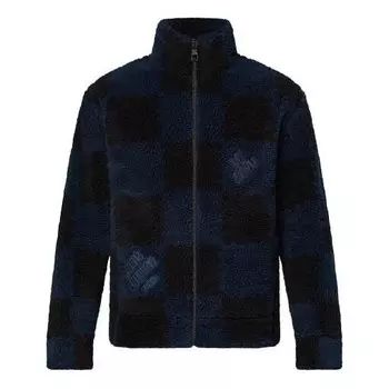 Куртка x nigo2 crossover lv2 ss22 grid lamb's wool zipper stand collar jacket autumn blue Louis Vuitton, синий