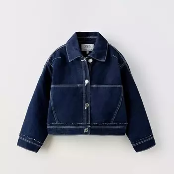 Куртка ZARA Quilted Denim, темно-синий