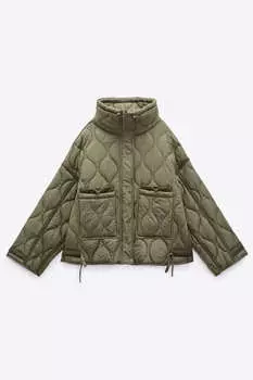 Куртка Zara Short Puffer, хаки