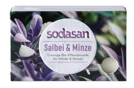 Кусковое мыло «Шалфей и мята» 100г. Био Содасан Sodasan