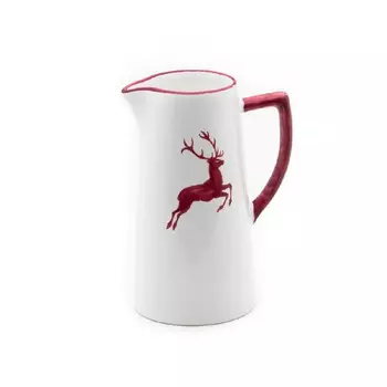 Кувшин для воды Bordeaux Red Deer 1,2 л/ч: 22 см Gmundner Keramik, бело-красный