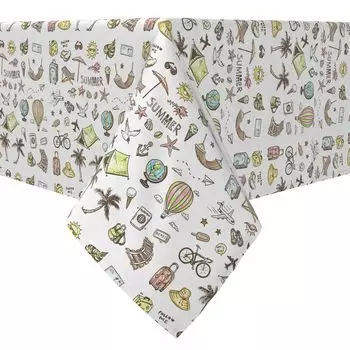 Квадратная скатерть, 100 % хлопок, 60х60 дюймов, Summertime Icons