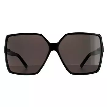 Квадратные черные серые солнцезащитные очки Saint Laurent, черный