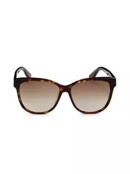 Квадратные солнцезащитные очки 58MM Saint Laurent, цвет Havana