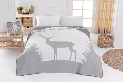 L'Essentiel Linge de Maison, Cotton Ahu, Двойное одеяло, Серый, 60 % ХЛОПОК / 30 % АКРИЛОВЫЙ / 10 % ПОЛИЭСТЕР, 200 x 220 см