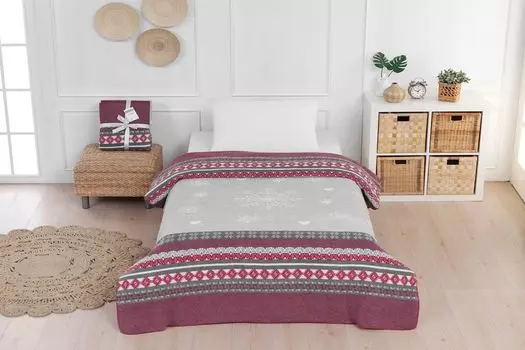 L'Essentiel Linge de Maison, Cotton Winter, односпальное одеяло, красный, 60 % ХЛОПОК / 30 % АКРИЛОВЫЙ / 10 % ПОЛИЭСТЕР, 150 x 200 см