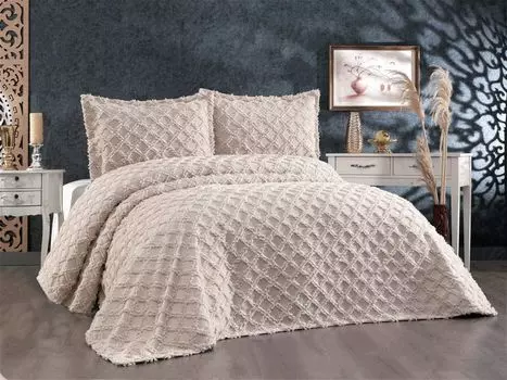 L'Essentiel Linge de Maison, Harem - Cappuccino, Комплект двуспального покрывала, Капучино, 100% ШЕНИЛ, 240 x 260 см