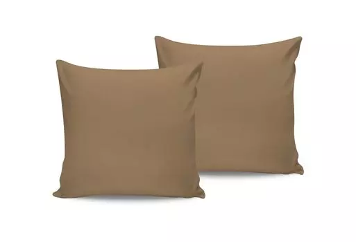 L'Essentiel Linge de Maison, Light Brown, комплект чехлов (2 шт.) (Франция), светло-коричневый, 100 % ХЛОПОК RANFORCE, 60 x 60 см