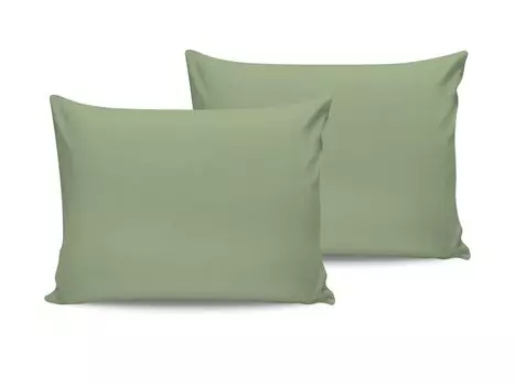 L'Essentiel Linge de Maison, Light Green, комплект чехлов (2 шт.) (EU) (IT), светло-зеленый, 100% ХЛОПОК RANFORCE, 50 x 80 см