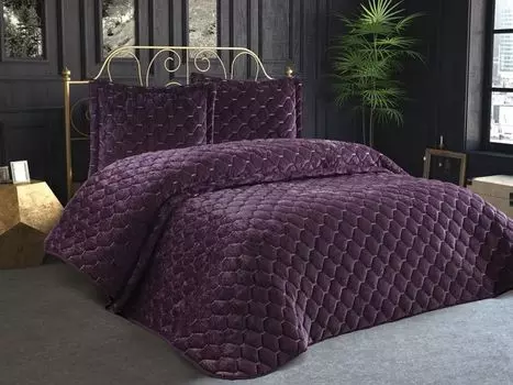 L'Essentiel Linge de Maison, Lima - Damson, Комплект двуспального покрывала, Damson, 100% БАРХАТ, 260 x 250 см