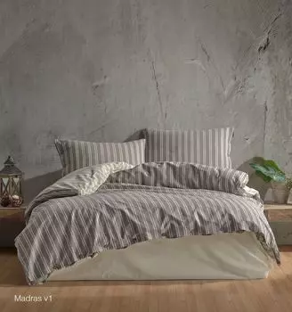 L'Essentiel Linge de Maison, Madras v1, комплект пододеяльников королевского размера (FR), серый, 100 % ХЛОПОК, 240 x 220 см