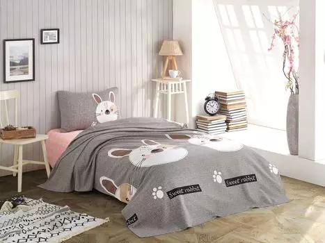 L'Essentiel Linge de Maison, Tavanck, комплект одинарных пике и наволочек, серый, 100 % ХЛОПОК, 160 x 230 см