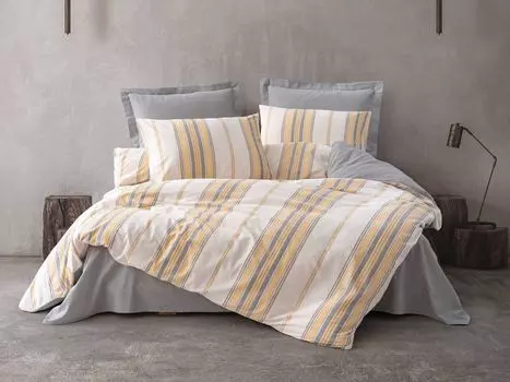 L'Essentiel Linge de Maison, Tribus - Yellow, комплект двойного пододеяльника, желтый, 50 % ХЛОПОК / 50 % ПОЛИЭСТЕР, 200 x 220 см