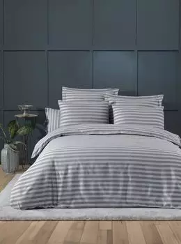 L'Essentiel Linge de Maison, Water Yollu Saten - Light Grey, комплект двойных пододеяльников, светло-серый, 70 % ХЛОПОК / 30 % ПОЛИЭСТЕР, 200 x 220 см