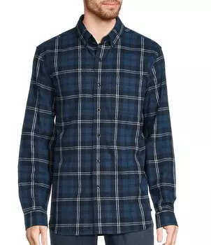 L.L.Bean Scotch Medium Swan Blue фланелевая тканая рубашка в клетку с длинными рукавами, синий
