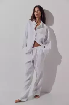 Льняная блузка оверсайз H&M, белый