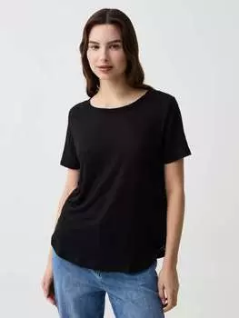 Льняная футболка с круглым вырезом Ovs, цвет black