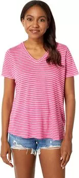 Льняная футболка с V-образным вырезом Vineyard Vines, цвет Pink Stripe