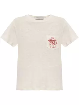 Льняная футболка с вышивкой Golden Goose, белый