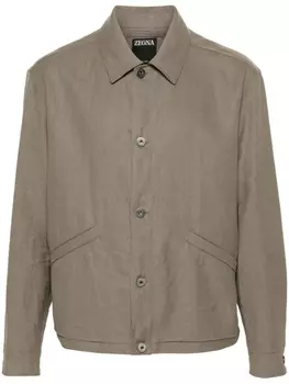 Льняная куртка-рубашка Zegna, зеленый