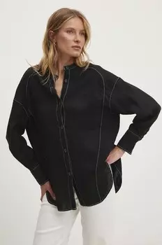 Льняная рубашка Answear Lab, черный